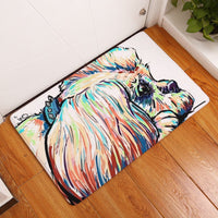 White Colorful Dog Portrait Door / Floor Mat Rug