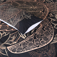 3-Piece Patterned Gold Sea Turtle Duvet Cover Set