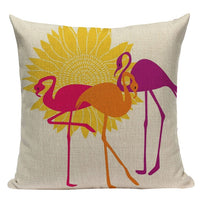 18" Eclectic Pink Flamingo Print Throw Pillow Cover