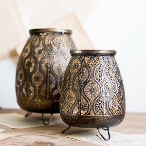 Vintage Moroccan-Style Metal Tealight Candle Holder