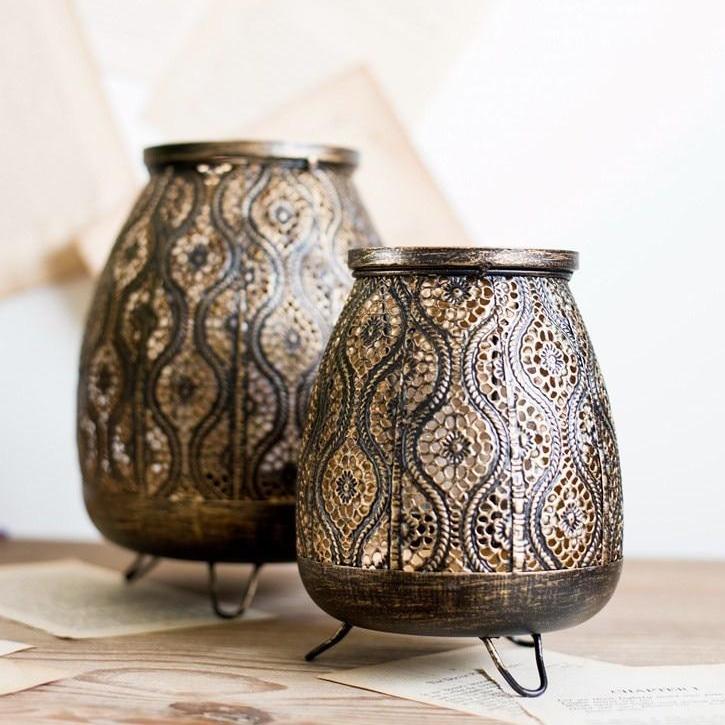 Vintage Moroccan-Style Metal Tealight Candle Holder