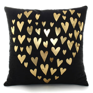 18" Black & Gold Printed Microfiber Throw Pillow Cover