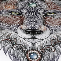 White 3-Piece Tattoo Wolf Head Duvet Cover Set