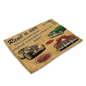 Vintage Retro Automobile Print Table Placemat