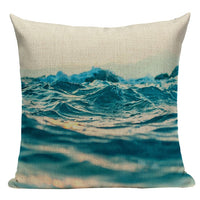 18" Coastal Ocean Beach Print Throw Pillow Cover