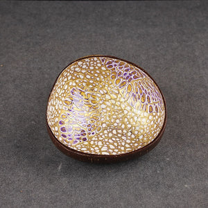 Multi-Color Webbed Gilt Coconut Shell Candy / Snack Bowl