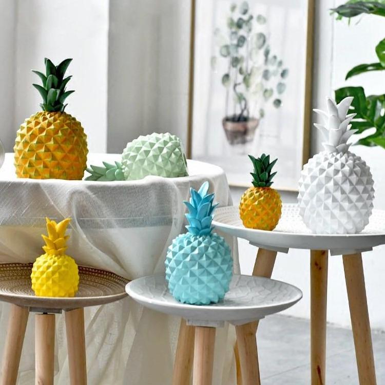 Multi-Color Modern Resin Pineapple Sculpture