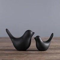 White / Black Modern Ceramic Bird Sculpture Figurines