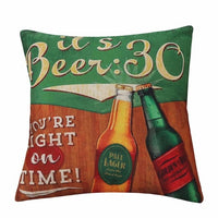 18" Retro Beer / Wine Bar Sign Throw Pillow Cover