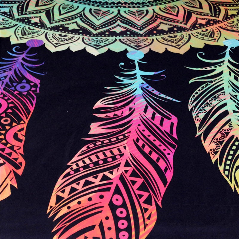 Black Bohemian Rainbow Dreamcatcher Wall Tapestry