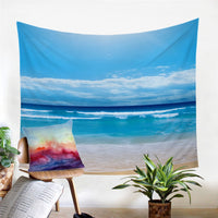 Tropical Blue Ocean Beach Wall Tapestry