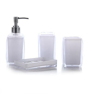 4-Piece Transparent Colored Acrylic Bathroom Accessory Set