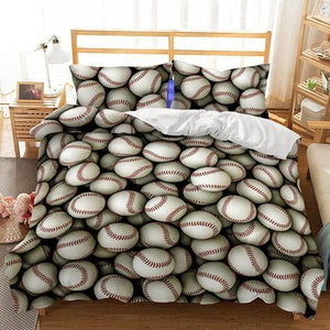 2/3-Piece Baseball Print Duvet Cover Bedding Set