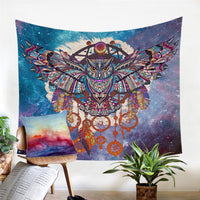 Galaxy Owl Dreamcatcher Wall Tapestry