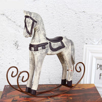 Decorative White Vintage Wood Rocking Horse