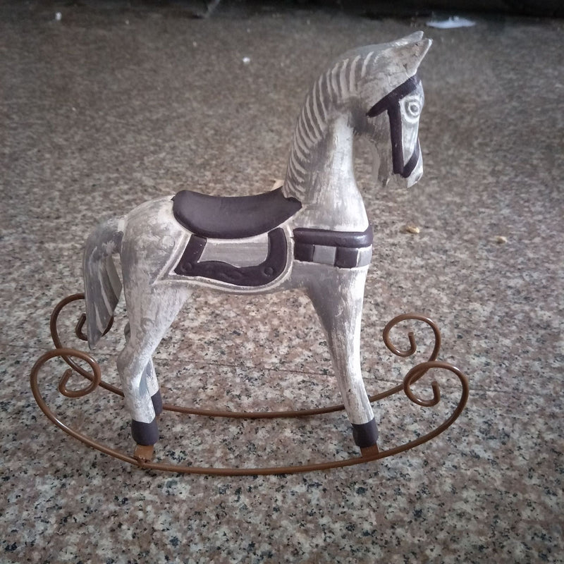 Decorative White Vintage Wood Rocking Horse