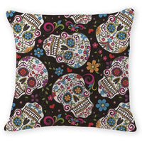 18" Multi-Color Day Of Dead Skull Pattern Pillow Cover