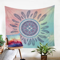 Pink / Teal Bohemian Dreamcatcher Wall Tapestry