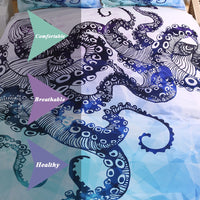 2/3-Piece Purple Octopus Duvet Cover Bedding Set