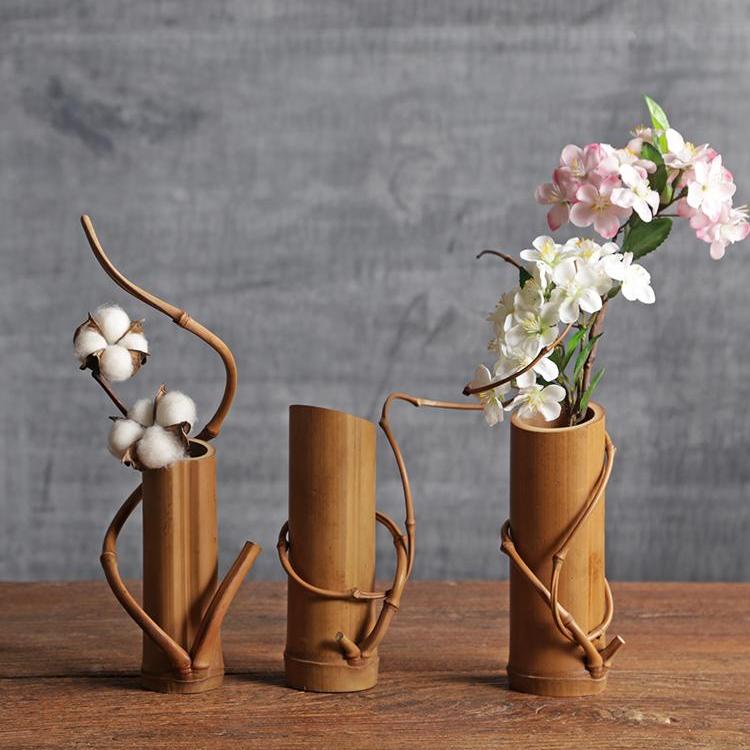 Spiral Twist Natural Bamboo Flower Vase