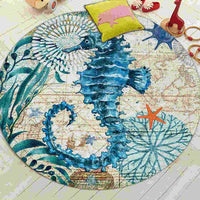 Round Mediterranean Sea Life Floor Mat Rug