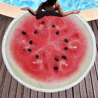 Round Fruit Slice Print Beach Towel