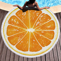 Round Fruit Slice Print Beach Towel