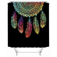 Black Rainbow Dreamcatcher Bathroom Shower Curtain