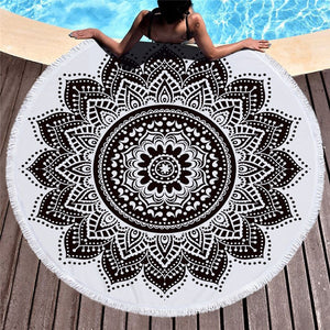 Round Bohemian Mandala Print Beach Towel