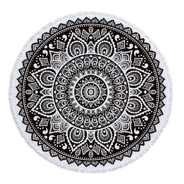 Round Bohemian Mandala Print Beach Towel