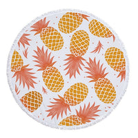 Round Tropical Pineapple Pattern Beach Towel