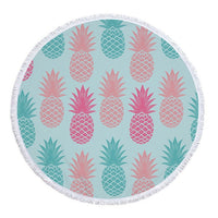 Round Tropical Pineapple Pattern Beach Towel