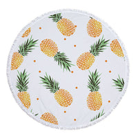 Round Tropical Pineapple Pattern Beach Towel