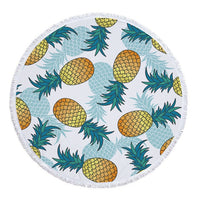 Round Tropical Pineapple Pattern Beach Towel