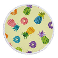 Round Tropical Pineapple Pattern Beach Towel