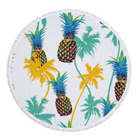 Round Tropical Pineapple Pattern Beach Towel