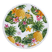 Round Tropical Pineapple Pattern Beach Towel