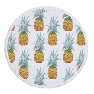 Round Tropical Pineapple Pattern Beach Towel