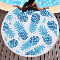 Round Tropical Pineapple Pattern Beach Towel