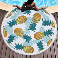 Round Tropical Pineapple Pattern Beach Towel