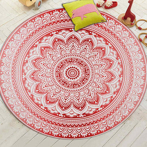 Round Bohemian Mandala Print Floor Mat Rug