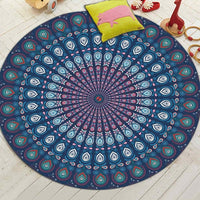 Round Bohemian Mandala Print Floor Mat Rug