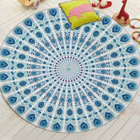 Round Bohemian Mandala Print Floor Mat Rug