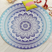 Round Bohemian Mandala Print Floor Mat Rug