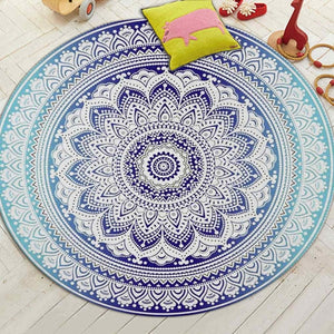 Round Bohemian Mandala Print Floor Mat Rug