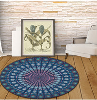 Round Bohemian Mandala Print Floor Mat Rug