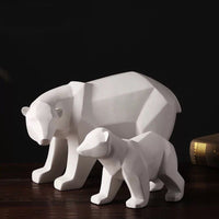 Modern Abstract White Geometric Polar Bear Sculpture