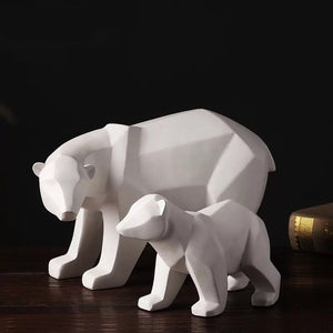 Modern Abstract White Geometric Polar Bear Sculpture