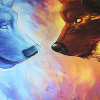 Fire & Ice Mystical Wolf Wall Tapestry