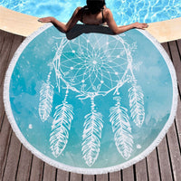 Round Boho Dreamcatcher Print Beach Towel